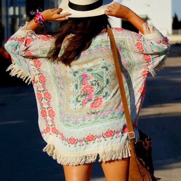 Other - Bat wing style Fringe Kimono, Cover-up